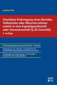 Checkliste Einbringung eines Betriebs, Teilbetriebs oder Mitunternehmeranteils in eine Kapitalgesellschaft oder Genossenschaft_cover