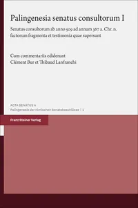 Palingenesia senatus consultorum. Vol. 1_cover
