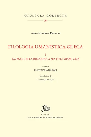 Filologia umanistica greca. I