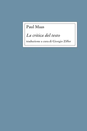 La critica del testo