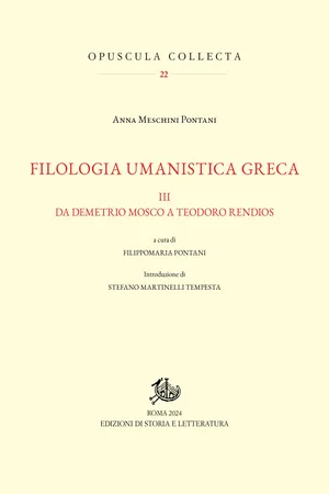 Filologia umanistica greca. III