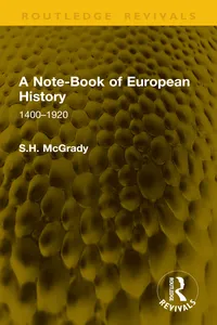A Note-Book of European History