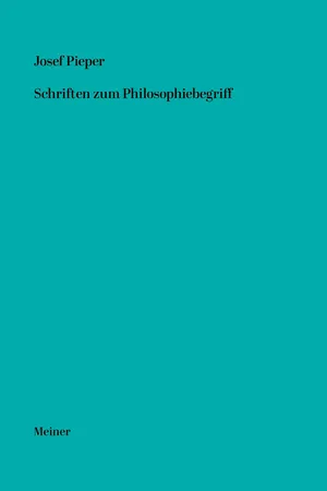 Schriften zum Philosophiebegriff