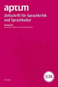 Aptum, Zeitschrift für Sprachkritik und Sprachkultur 22. Jahrgang. 2026, Heft 1_cover