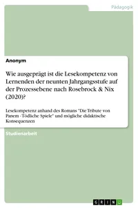 Wie ausgeprägt ist die Lesekompetenz von Lernenden der neunten Jahrgangsstufe auf der Prozessebene nach Rosebrock & Nix?