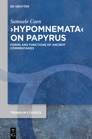 ›Hypomnemata‹ on Papyrus