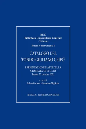 Catalogo del 'Fondo Giuliano Crifò'