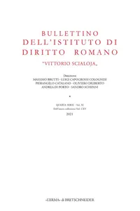 Bullettino dell'Istituto di Diritto Romano "Vittorio Scialoja". Quarta Serie - Vol. XI. Dell'intera collezione Vol. CXV, 2021_cover