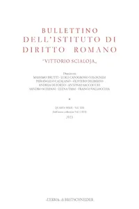 Bullettino dell'Istituto di Diritto Romano "Vittorio Scialoja". Quarta Serie - Vol. XIII. Dell'intera collezione Vol. CXVII, 2023_cover