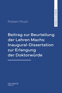 Beitrag zur Beurteilung der Lehren Machs: Inaugural-Dissertation zur Erlangung der Doktorwürde_cover
