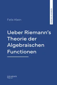 Ueber Riemann's Theorie der Algebraischen Functionen_cover