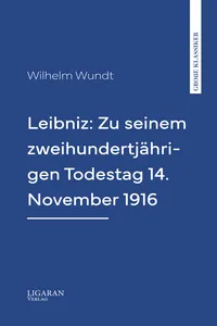 Leibniz: Zu seinem zweihundertjährigen Todestag 14. November 1916_cover