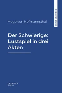 Der Schwierige: Lustspiel in drei Akten_cover