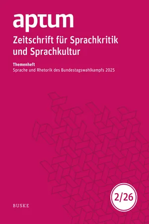 Aptum, Zeitschrift für Sprachkritik und Sprachkultur 22. Jahrgang. 2026, Heft 2