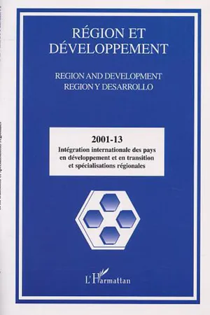 INTÉGRATION INTERNATIONALE DES PAYS EN DÉVELOPPEMENT ET EN TRANSITION ET SPÉCIALISATIONS RÉGIONALES