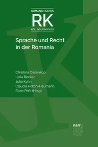 Sprache und Recht in der Romania_cover