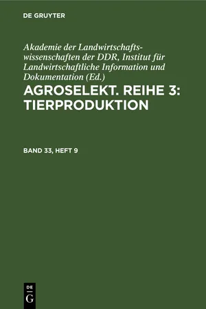 Agroselekt. Reihe 3: Tierproduktion. Band 33, Heft 9