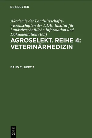 Agroselekt. Reihe 4: Veterinärmedizin. Band 31, Heft 3