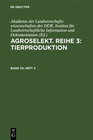 Agroselekt. Reihe 3: Tierproduktion. Band 34, Heft 4