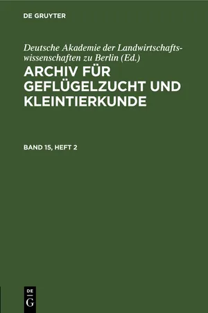 Archiv für Geflügelzucht und Kleintierkunde. Band 15, Heft 2