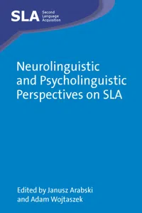 Neurolinguistic and Psycholinguistic Perspectives on SLA_cover