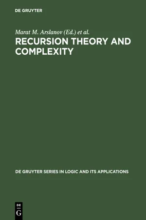 Recursion Theory and Complexity