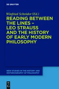 Reading between the lines – Leo Strauss and the history of early modern philosophy_cover