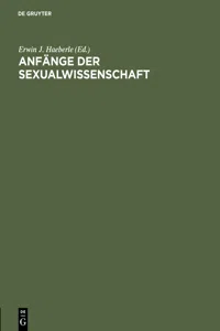 Anfänge der Sexualwissenschaft_cover