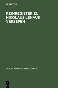 Reimregister zu Nikolaus Lenaus Versepen_cover