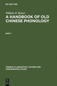 A Handbook of Old Chinese Phonology_cover