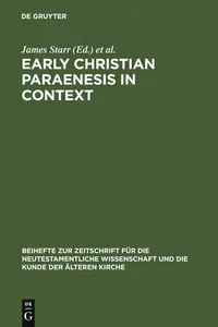 Early Christian Paraenesis in Context_cover