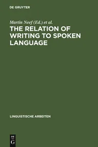 The Relation of Writing to Spoken Language_cover