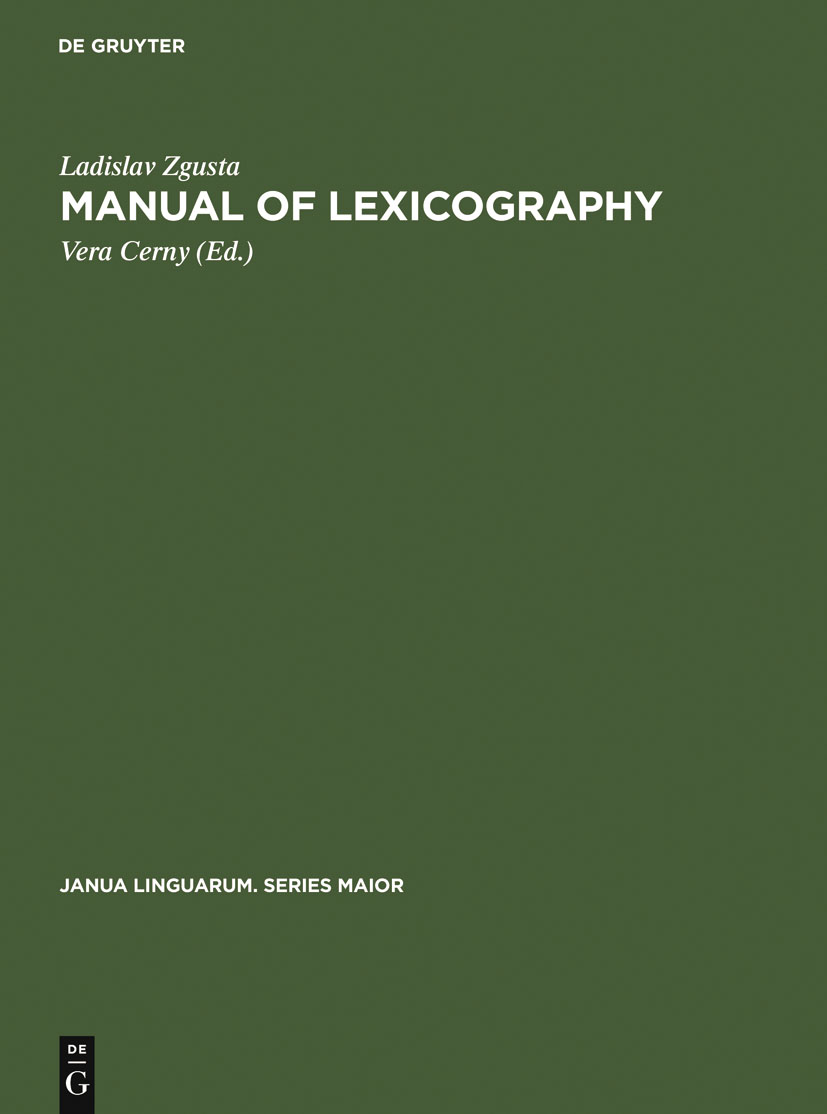 PDF] Manual of lexicography by Ladislav Zgusta | 9783110995282
