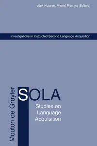 Investigations in Instructed Second Language Acquisition_cover