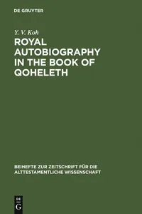 Royal Autobiography in the Book of Qoheleth_cover