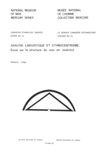 Analyse linguistique et ethnocentrisme :essai sur la structure du mot en inuktitut_cover