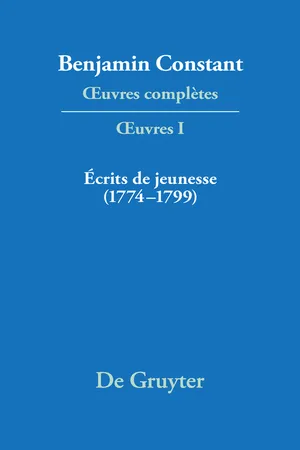 Écrits de jeunesse (1774–1799)