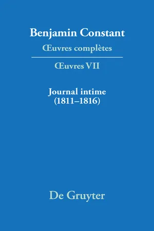 Journal intime (1811–1816). Carnet. Livres de dépenses