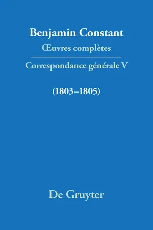 Correspondance 1803–1805