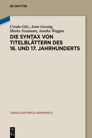 Die Syntax von Titelblättern des 16. und 17. Jahrhunderts