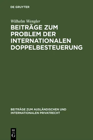 Beiträge zum Problem der internationalen Doppelbesteuerung