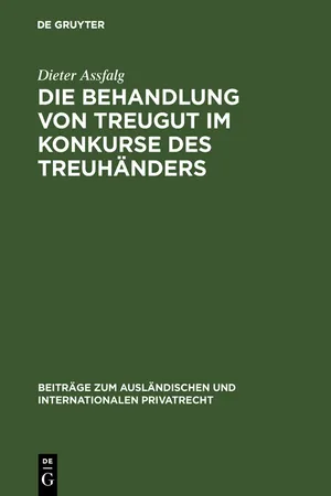 Die Behandlung von Treugut im Konkurse des Treuhänders