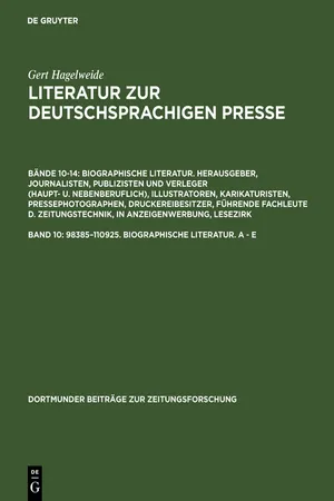 98385–110925. Biographische Literatur. A - E