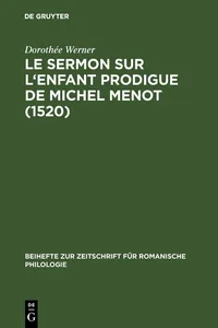 Le sermon sur l'Enfant prodigue de Michel Menot_cover