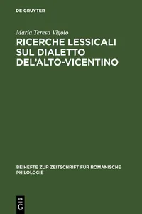 Ricerche lessicali sul dialetto del'Alto-Vicentino_cover