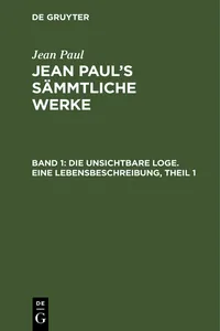 Die unsichtbare Loge. Eine Lebensbeschreibung, Theil 1_cover