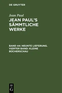 Neunte Lieferung. Vierter Band: Kleine Bücherschau_cover