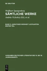 Anmutiger Weisheit Lustgarten. Erster Teil_cover