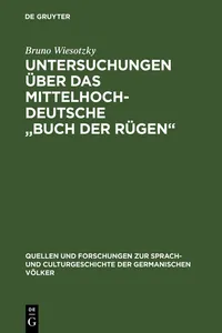 Untersuchungen über das mittelhochdeutsche "Buch der Rügen"_cover