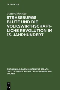 Strassburgs Blüte und die volkswirthschaftliche Revolution im 13. Jahrhundert_cover